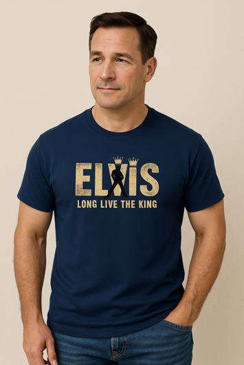 Elvis – Long Live The King T-shirt (Marineblå)