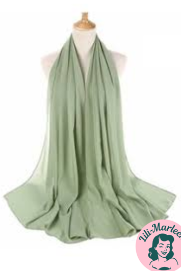 Chiffon Sjal, lys støvet grøn