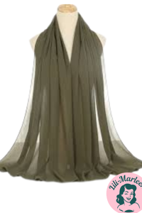 Chiffon Sjal, mørk støvet grøn