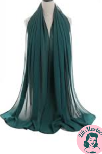 Chiffon Sjal, mørk teal grøn
