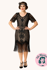 1920´er festkjole - Miss Ninnas Song, champagne/sort