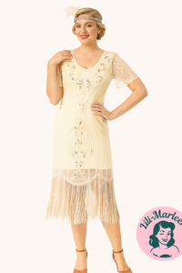 1920´er festkjole - Miss Ninnas Song, creme