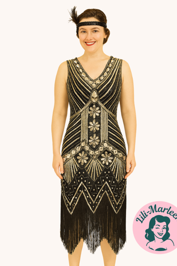 1920´er festkjole - Miss Adele, sort med guld