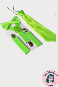 Børne seler, butterfly og slips, Limegrøn