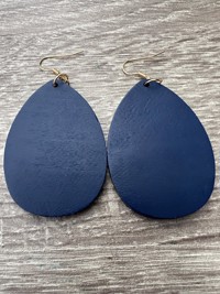 Øreringe -  Øreringe - træøreringe navyblå - enkle