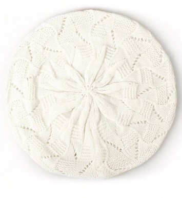 Beret, ivory  - lækker vintageinspireret strikket beret