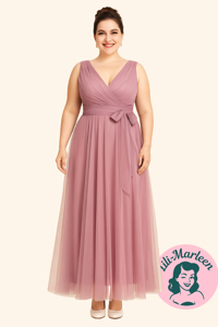 Lang gallakjole - Cassie, orkide rosa - Skøn lang gallakjole/festkjole 