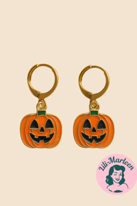 Halloween Øreringe – Græskar i Orange og Guld 