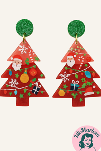 Juleøreringe; juletræet med sin pynt (store)