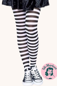 Strømpebukser - funky strømpebukser i sort/hvid striber
