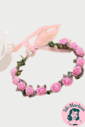 Blomsterkrans med roser, lyserød  