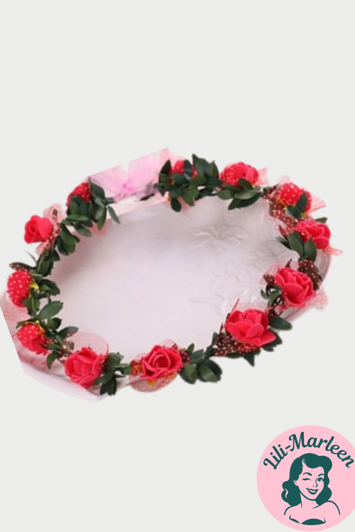 Blomsterkrans med roser, rød 