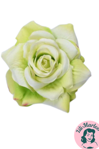 Deluxe Hårrose/Stofrose på Hårklips/brochepin, grøn