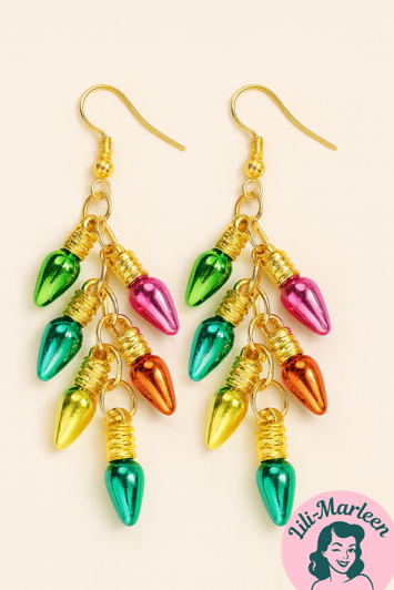 Juleøreringe; julelys i mange farver