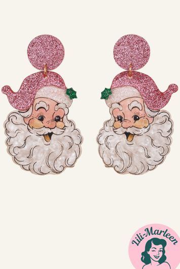Juleøreringe; Julemanden - lyserød