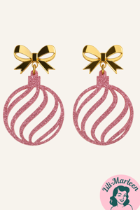 Juleøreringe; Julekugler - lyserød