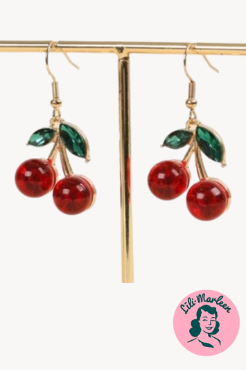 Øreringe/hængeøreringe - kirsebær