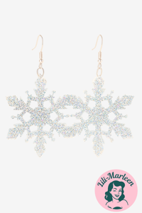 Hængeøreringe - Juleøreringe - sølv snefnug