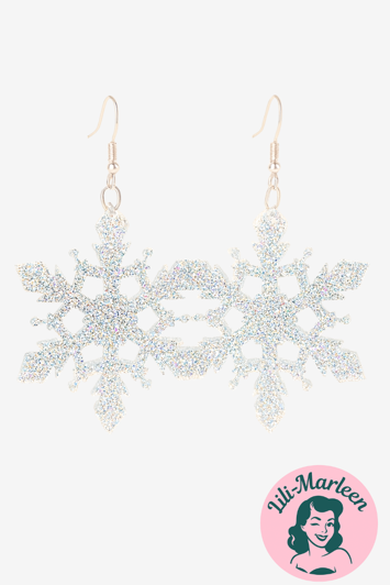 Hængeøreringe - Juleøreringe - sølv snefnug