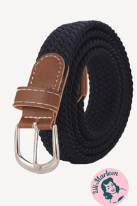 Unisex Elastisk Børnebælte med Læderdetaljer - sort