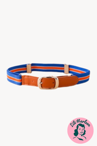 Bælte elastisk til børn, blå med orange stripe