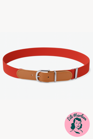 Elastisk bælte til børn med retro vibe og unisex charme - rød/brun