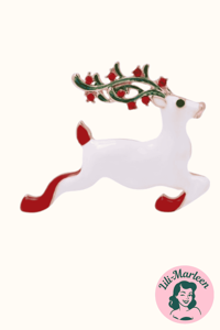 Broche - dådyr, hvid