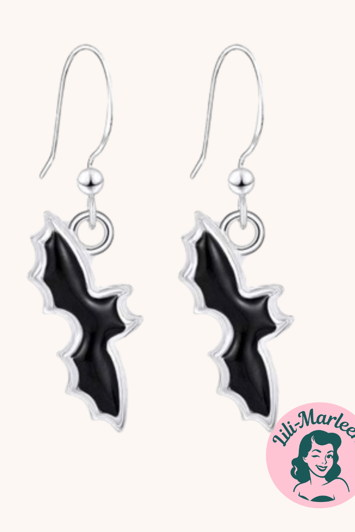 Øreringe - sort flagremus - hængeøreringe