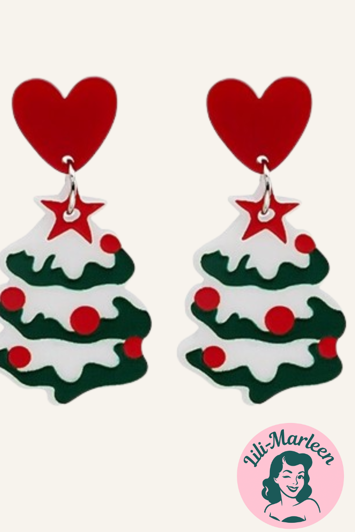 Jule Øreringe - Søde juletræsøreringe med hjerter