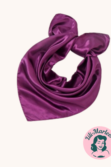 Satin tørklæde til håret eller hals, mørk blomme