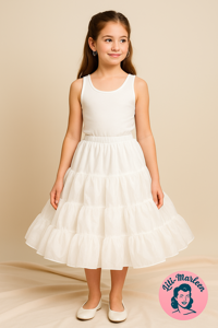 Hvidt petticoat skørt til børn, deluxe – giver fylde og strut til under gallakjoler