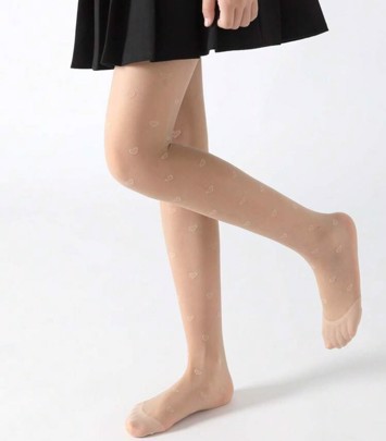 Søde nylon strømpebukser med små hjerter – perfekt til prinsesseben