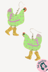 GlitterCluck – Grøn Høne med Guldstøvler