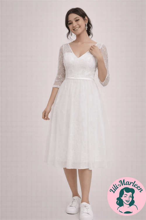 Konfirmationskjole/kort brudekjole - Louiza, hvid