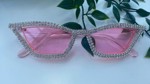 Cateye solbriller med sten, lyserøde 