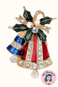 Broche - Juleklokke rød/blå