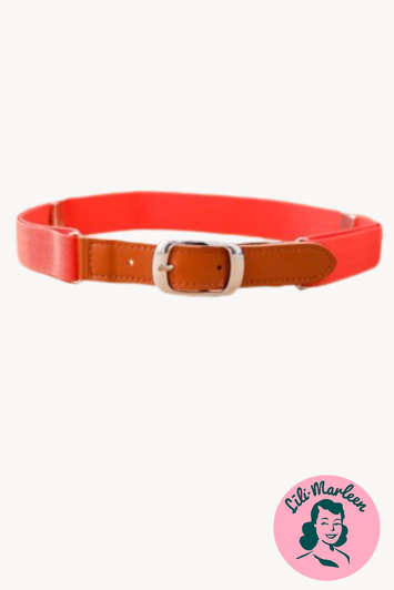 Bælte elastisk til børn, orange med brun rem