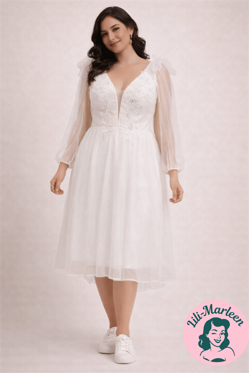 Konfirmationskjole/kort brudekjole - Christina, kort 