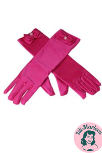 Lange satin festhandsker til børn, pink