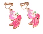 Børne øreringe - clips; havfrue, lyserød