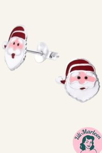 Juleøreringe 925 sølv; Søde små julemænd med røde nissehuer