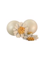 Dobbelt perleøreringe med blomst, hvid