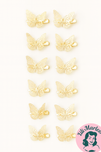 Sommerfugle hårklips, guld - 12 stk.