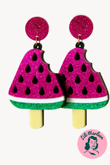 Øreringe - store vandmeloner, lilla