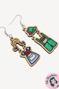 Øreringe - Store hængeøreringe med - Oktoberfest - mand/kone (træ)