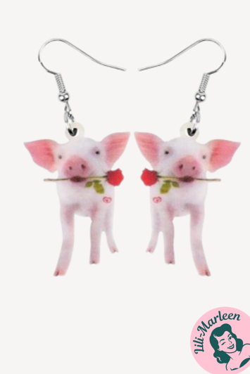 ØRERINGE - Grisen med rosen - HÆNGEØRERINGE