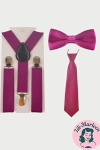 Børne seler og butterfly og slips, blommefarvet