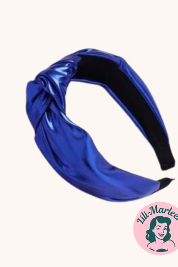 Bred hårbøjle med knude; blå