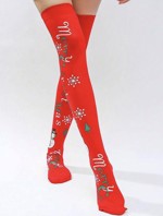  Knæsokker -  juleknæstrømper - røde med julemotiv - model 2