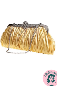 Fest Clutch/ cocktailtaske - Ea, guld - sød festtaske i satin